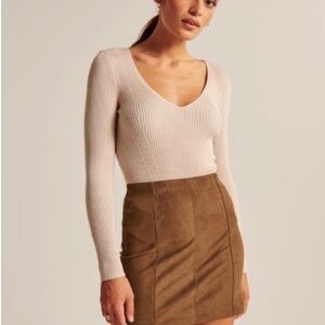 Abercrombie Chocolate Brown Vintage Suede Mini Skirt sz XS